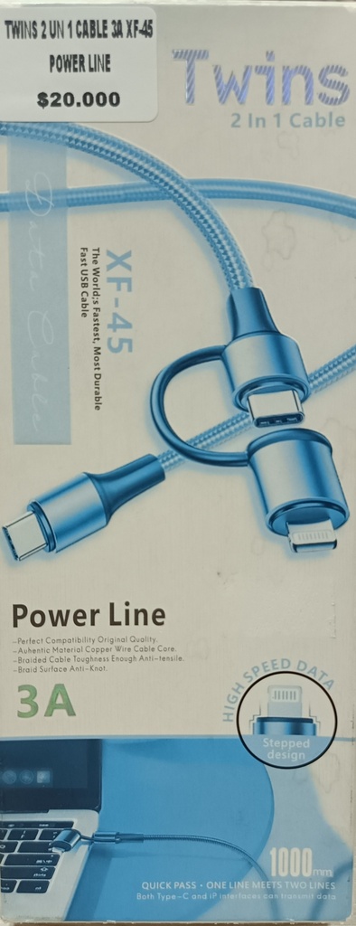 TWINS 2 UN 1 CABLE 3A XF-45 POWER LINE