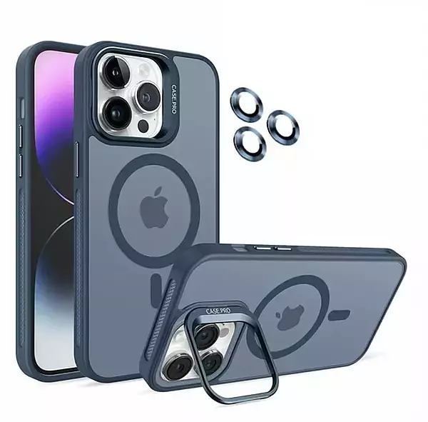 IP 15 PRO MAX CASES MATTE LENTE SOPORTE 