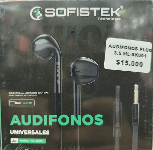 [ACCMOV] AUDIFONOS PLUG 3.5 ML-SK001