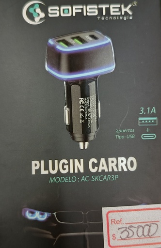 [ACCMOV] CARGADOR CARRO  SKCAR3P 3 PUERTOS