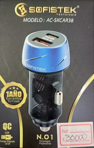 [ACCMOV] CARGADOR CARRO SKCAR38 LUMINOSO