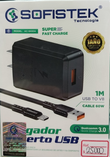 [ACCMOV] CARGADOR V8 SK83A CABLE 60W